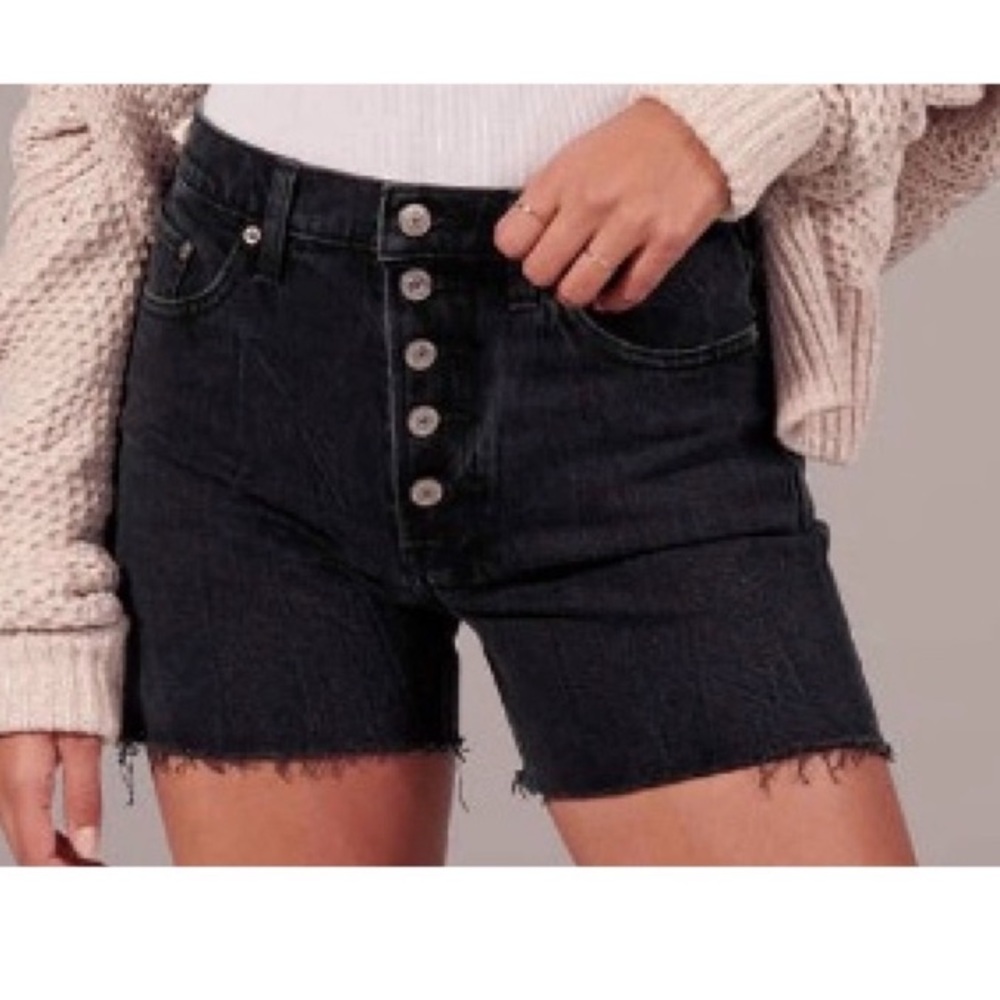 [Madewell] Black High Rise Denim Shorts